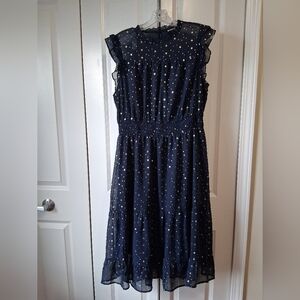 Allegra K Navy Midi Dress with Star Pattern